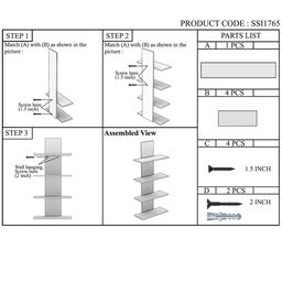 Home Sparkle MDF 4 Tier Utility Column Spine Floating Wall Shelf image 5