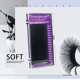 NAGARAKU Premium Classic Matte Black 16 Rows Synthetic Eyelash Extensions - Curl-J image 2