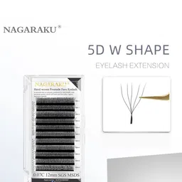 NAGARAKU Matte Black 5D W Shape Premade Cluster Fans Eyelash Extensions - Curl D 0.07/13 image 5