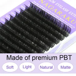 NAGARAKU Premium Classic Matte Black 16 Rows Synthetic Eyelash Extensions - Curl-J image 4