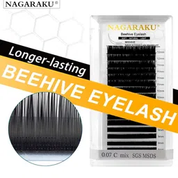 NAGARAKU Laser Beehive Longer Lasting 16 Rows Eyelash Extension - Curl C image 2
