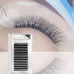 NAGARAKU Black 12 Rows Tray Volume Matte Premade Cluster Fans Eyelash Extensions - Curl C image 2