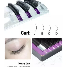 NAGARAKU Premium Classic Matte Black 16 Rows Synthetic Eyelash Extensions - Curl-C image 3