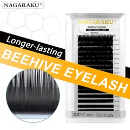 NAGARAKU Laser Beehive Longer Lasting 16 Rows Eyelash Extension - Curl D image 5