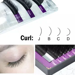 NAGARAKU Premium Classic Matte Black 16 Rows Synthetic Eyelash Extensions - Curl D image 2
