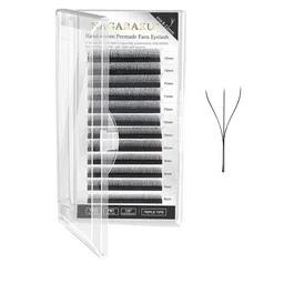NAGARAKU W 3D Bloom Volume Premade Cluster 12 Rows Eyelash Extension - Curl D - 0.07/13 image 4