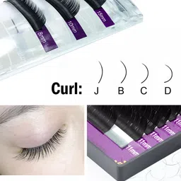 NAGARAKU Premium Classic Matte Black 16 Rows Synthetic Eyelash Extensions - Curl D image 3