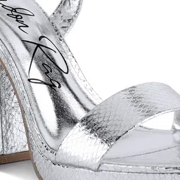 London Rag Printed PU Party Block Sandals with Buckles image 5
