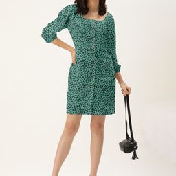 DressBerry Green & Black Animal Shirt Dress-image-69