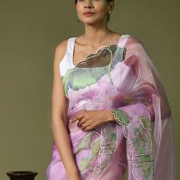 Vastrasky Global Floral Printed Organza Saree-image-100
