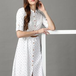 SHOWOFF Floral Printed Shirt Collar Midi Dress-image-17