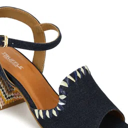 Truffle Collection Textured Open Toe Backstrap Block Heels image 4