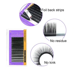 NAGARAKU Premium Classic Matte Black 16 Rows Synthetic Eyelash Extensions - Curl DD image 3