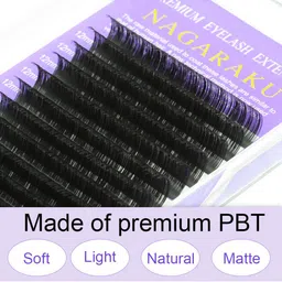 NAGARAKU Premium Classic Matte Black 16 Rows Synthetic Eyelash Extensions - Curl DD image 2
