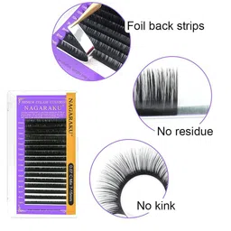 NAGARAKU Premium Classic Matte Black 16 Rows Synthetic Eyelash Extensions - Curl J image 3