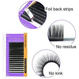NAGARAKU Premium Classic Matte Black 16 Rows Synthetic Eyelash Extensions - Curl J image 3