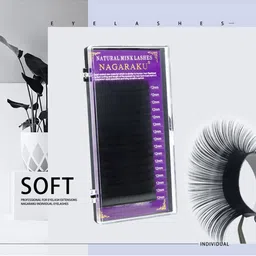 NAGARAKU Premium Classic Matte Black 16 Rows Synthetic Eyelash Extensions - Curl C image 4