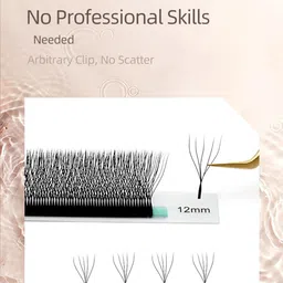 NAGARAKU Black 5D W Shape Volume Premade Cluster Fans Eyelash Extension- Curl D- 0.07/8-12 image 2