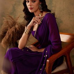 Sangria Purple & Gold-Toned Sequinned Sarees-image-55
