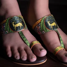 Kanvas Deserted Deer Printed One Toe Block Heels image 5