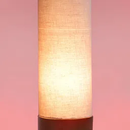 Devansh Grey Textured Wooden Cylindrical Shaped Table Lamp image 3