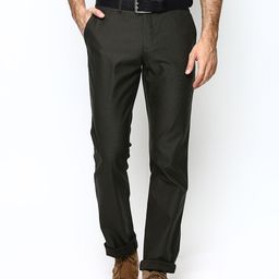 Blackberrys Men Olive Green Sharp Fit Casual Trousers-picture-16