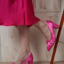 CORSICA Pointed Toe Twisted Embellished Party Block Pumps-16