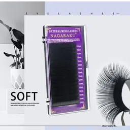 NAGARAKU Premium Classic Matte Black 16 Rows Synthetic Eyelash Extensions - Curl D image 3