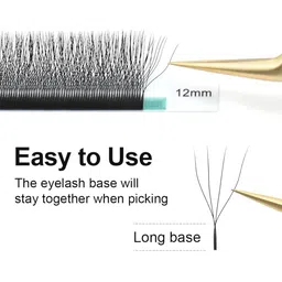 NAGARAKU W 4D Volume Premade Cluster 12 Rows Eyelash Extension - Curl D image 4