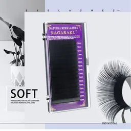 NAGARAKU Premium Classic Matte Black 16 Rows Synthetic Eyelash Extensions - Curl B image 2