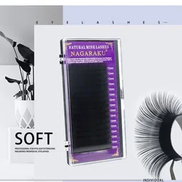 NAGARAKU Premium Classic Matte Black 16 Rows Synthetic Eyelash Extensions - Curl B image 3