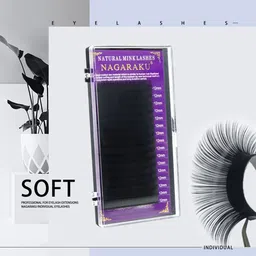 NAGARAKU Premium Classic Matte Black 16 Rows Synthetic Eyelash Extensions - Curl B image 5