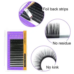 NAGARAKU Premium Classic Matte Black 16 Rows Synthetic Eyelash Extensions - Curl C image 3