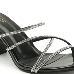 ICONICS Embellished Open Toe Block Heels image 5