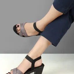Denill Cross Strap Open Toe Platform Heels With Backstrap image 3