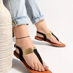 Shoetopia Striped T-Strap Flats-picture-41