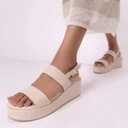 CAI Open Toe Platfrom Heels with Buckles image 1