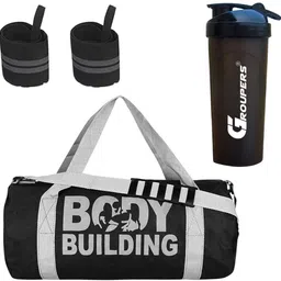 GROUPERS Gym Bag with Wrist Band & 500 ml Shaker Bottle Home Gym Combo-picture-30