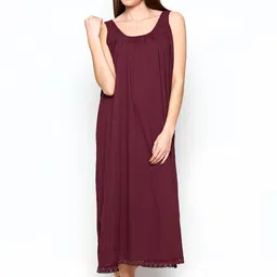 Red Rose Women Maroon Maxi Nightdress SANDHYA-image-91
