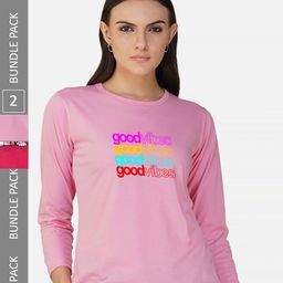 CHOZI Pack Of 2 Typography Printed Cotton T-shirt-picture-35