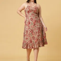 Curvy Lane Plus Size Abstract Printed A-Line Dress-4