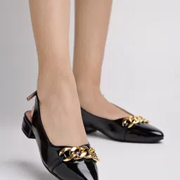 Shoetopia Embellished Pointed Toe Block Heel Pumps image 1