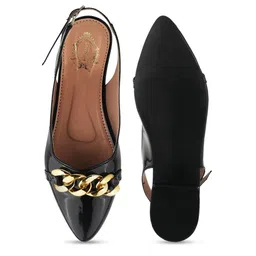 Shoetopia Embellished Pointed Toe Block Heel Pumps image 5