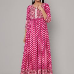 Sanganeri Kurti Ethnic Motifs Printed A-Line Ethnic Dress-picture-36
