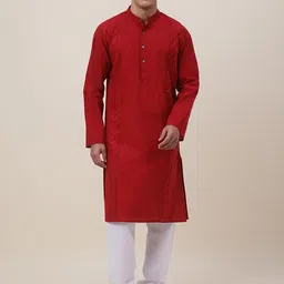 Fabindia Men Red Cotton Kurta-32