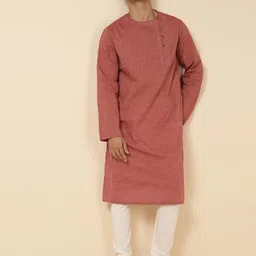 Fabindia Angrakha Band Collar Cotton Kurta-image-56
