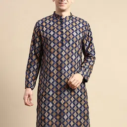 Amodh by Kisah Ethnic Printed Mandarin Collar Regular Kurta-picture-54