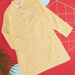 indus route by Pantaloons Boys Geometric Printed Mandarin Collar Pure Cotton Kurta-picture-20