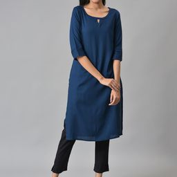 AURELIA Yoke Design Keyhole Neck Flared Sleeves Kurta-picture-27