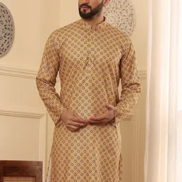 Armaan Ethnic Ethnic Motifs Printed Mandarin Collar Long Sleeves Cotton Straight Kurta-image-57